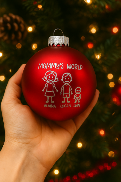 Personalized Stick Figure Laser Engraved Ornament