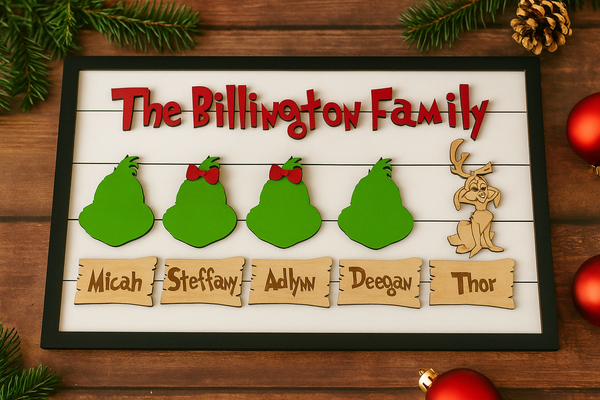 Personalized Grinch Inspired Family Sign