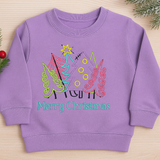 Embroidered Whimsical "Merry Christmas" Crewneck for Kids