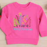 Embroidered Whimsical "Merry Christmas" Crewneck for Kids