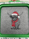 Embroidered Festive Highland Cow Sweatshirt