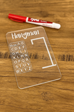 Acrylic Hangman Game Board - Reusable Dry Erase Word Game