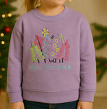Embroidered Whimsical "Merry Christmas" Crewneck for Kids