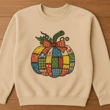 Patchwork Pumpkin Embroidered Sweatshirt