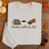Books, Coffee & Fall Embroidered Sweatshirt
