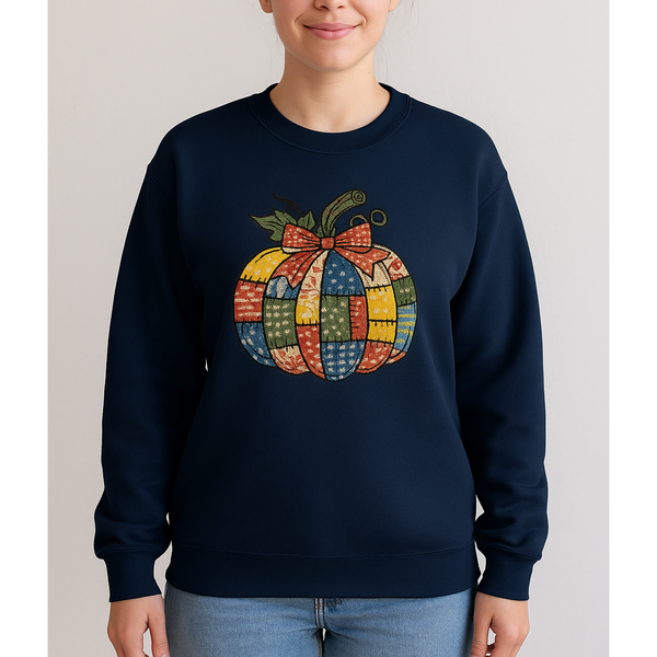 Patchwork Pumpkin Embroidered Sweatshirt
