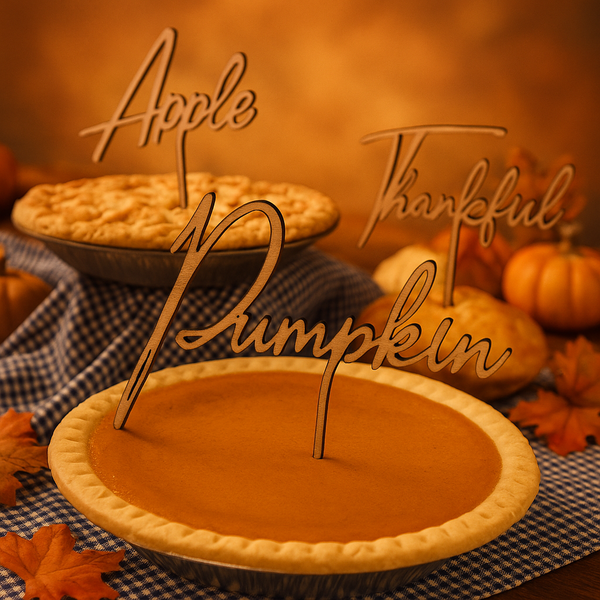 Thanksgiving Wooden Pie Toppers Set