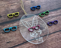 Personalized Bunny With Glasses Easter Basket Tag