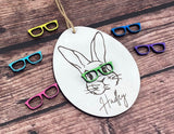 Personalized Bunny With Glasses Easter Basket Tag